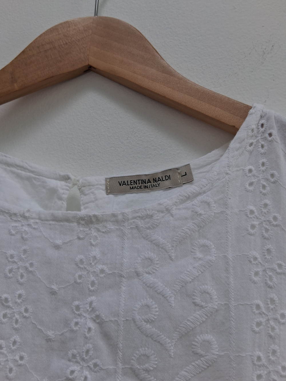 Valentina Naldi White Eyelet Cotton Sleeveless Drop-Waist Dress Size Large - Picture 6 of 12